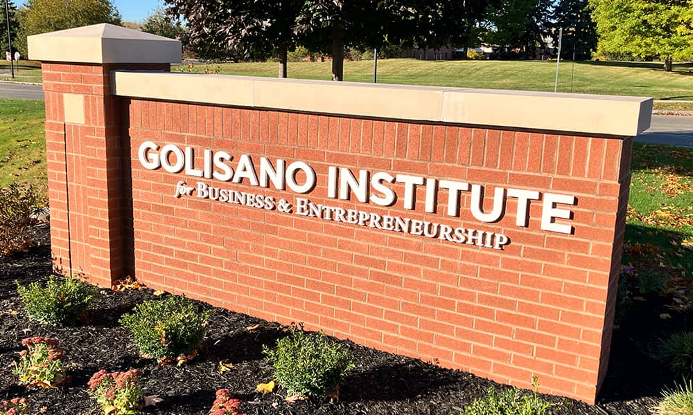 Golisano Institute outdoor brick sign