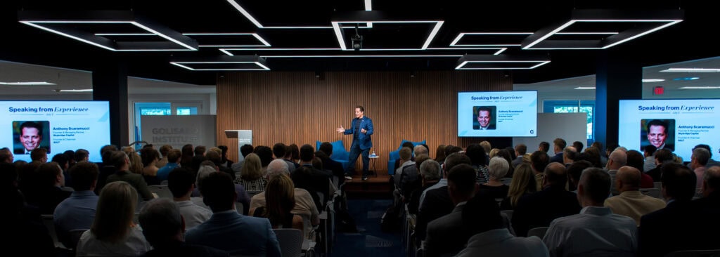 Anthony Scaramucci presenting at Speaking from Experience.