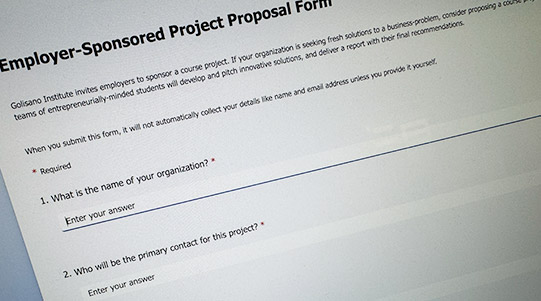 An online project proposal form.