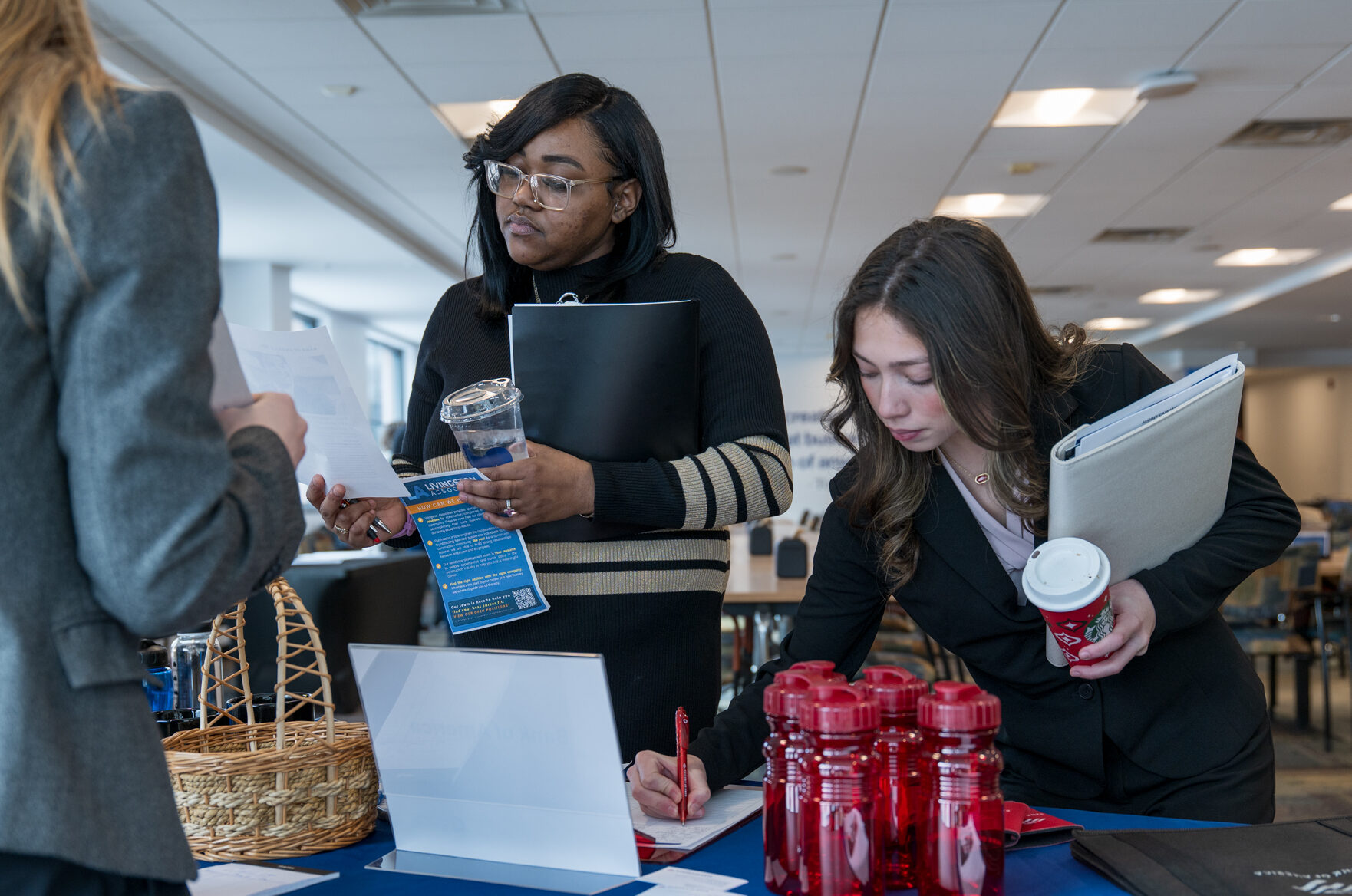 Students interact with representatives from businesses and organizations during the January 2026 Career and Internship Fair at Golisano Institute for Business and Entrepreneurship in Rochester, NY.
